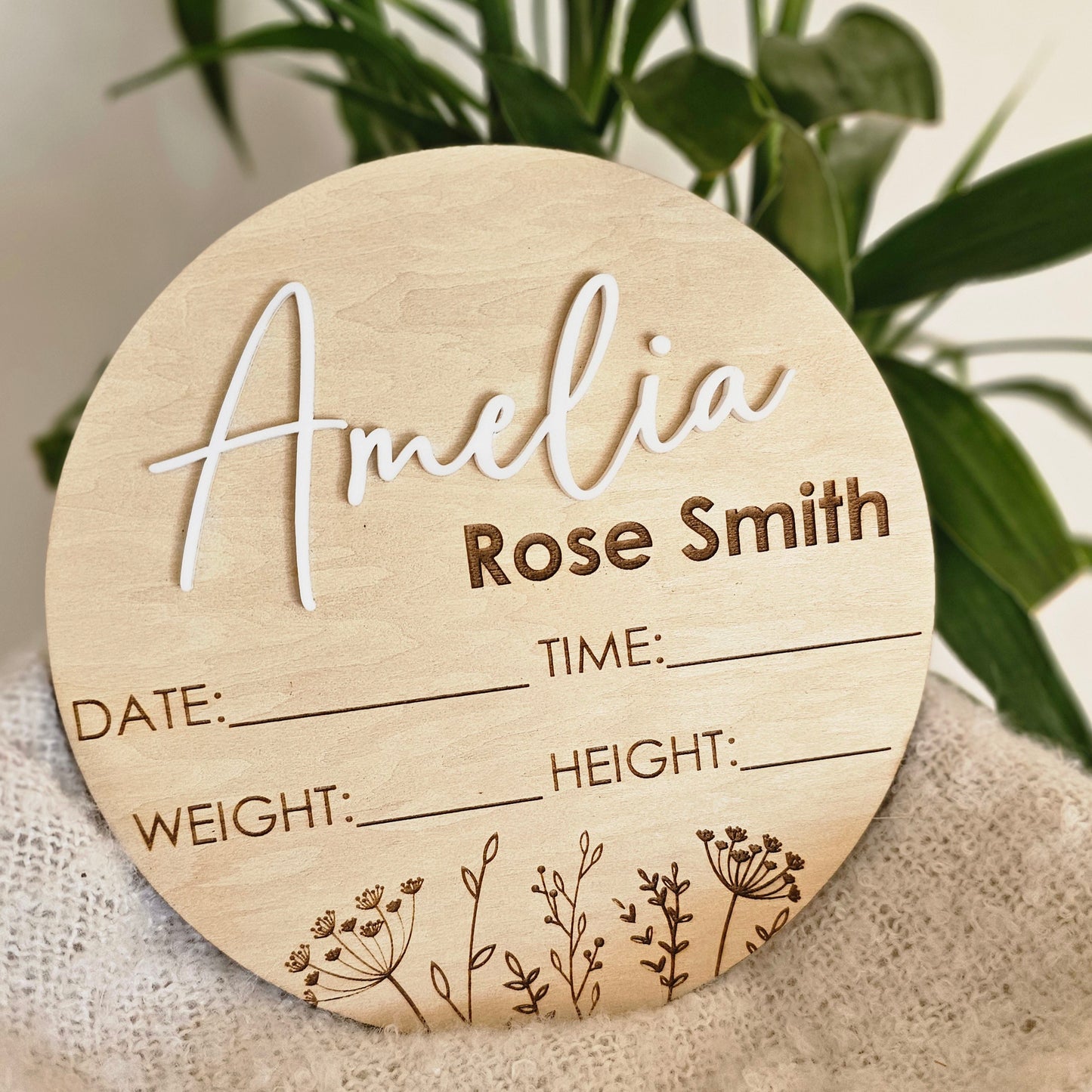 Newborn Announcement Plaque Personalised