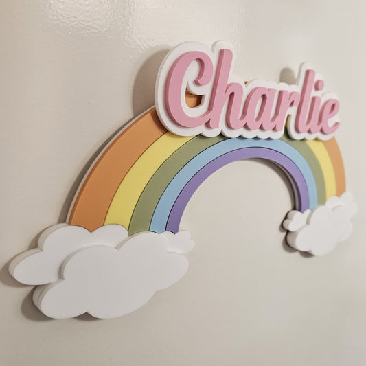 Rainbow Triple Layer Acrylic Name Sign